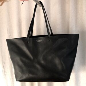 Victoria's Secret Black Pebbled Faux Leather Large Tote Bag
